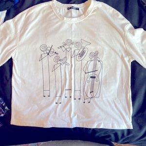 Crop Tee with Stick Figure Band